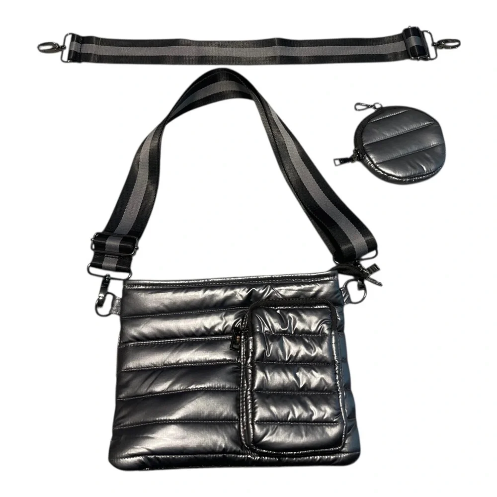 Think Royln Bum Bag 2.0 Crossbody & Shoulder Straps Pearl Steel W Clip Pouch